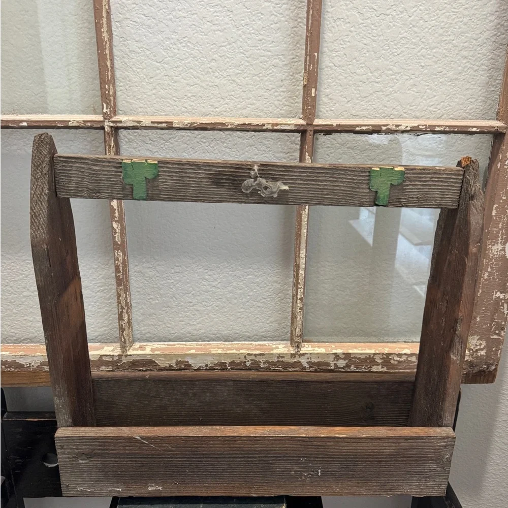 Rustic Brown Wooden Wall Shelf Carrier